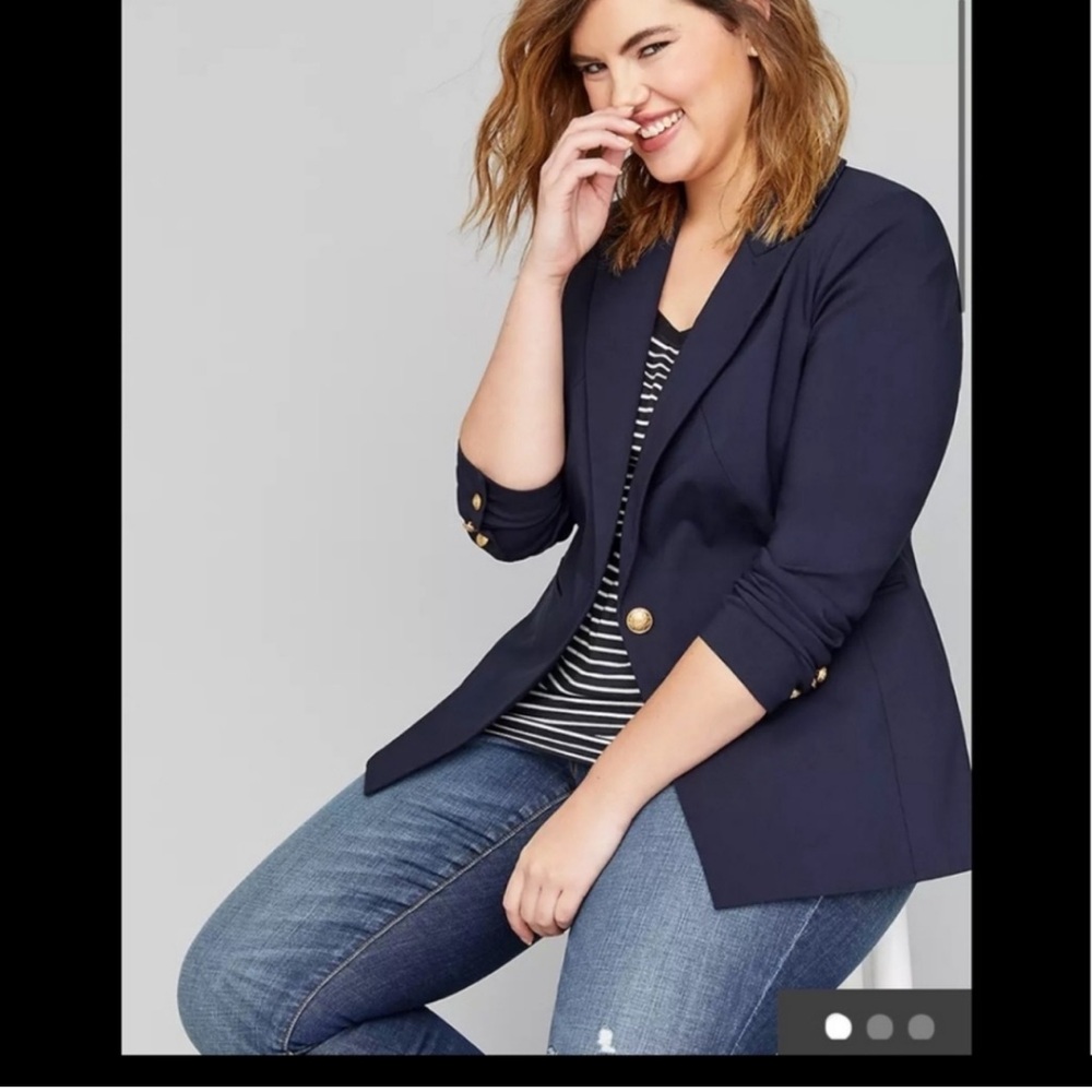 Lane Bryant Navy Blazer with Gold Buttons